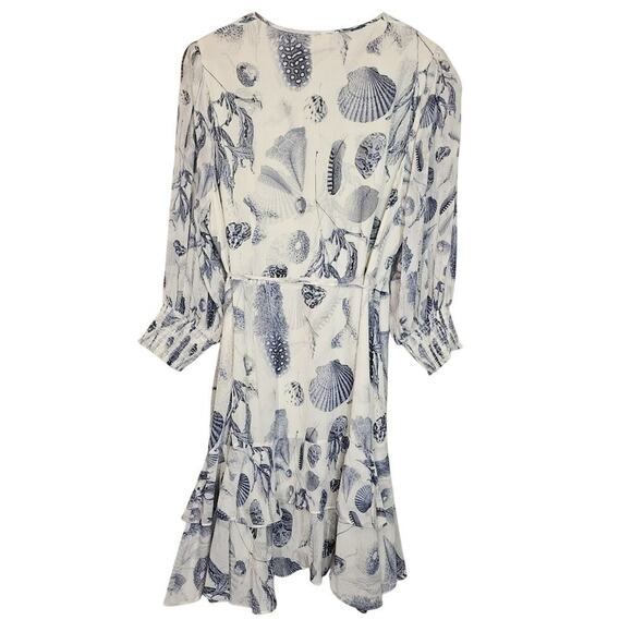 All Saints Ari Oceano Coastal Mini Beach Wrap Ruffle Dress Size 12 - Picture 7 of 15